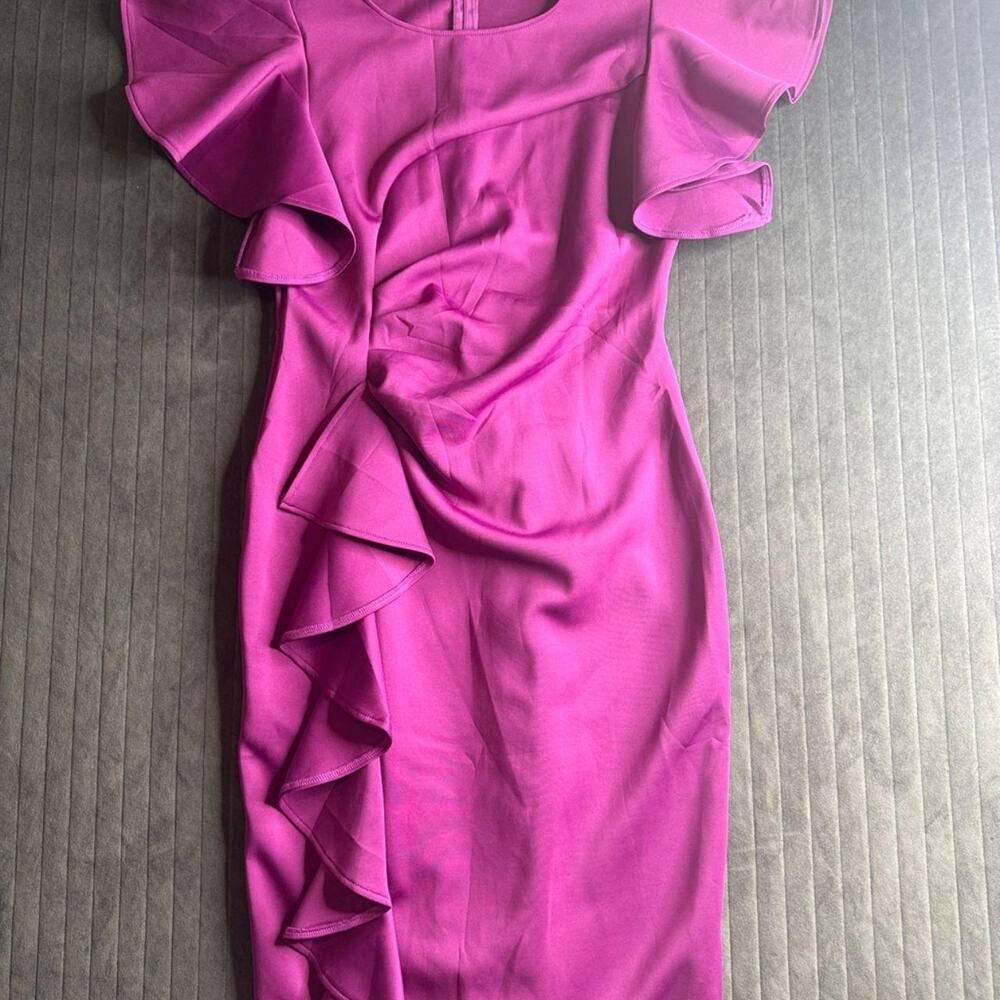 A tailored magenta midi dress